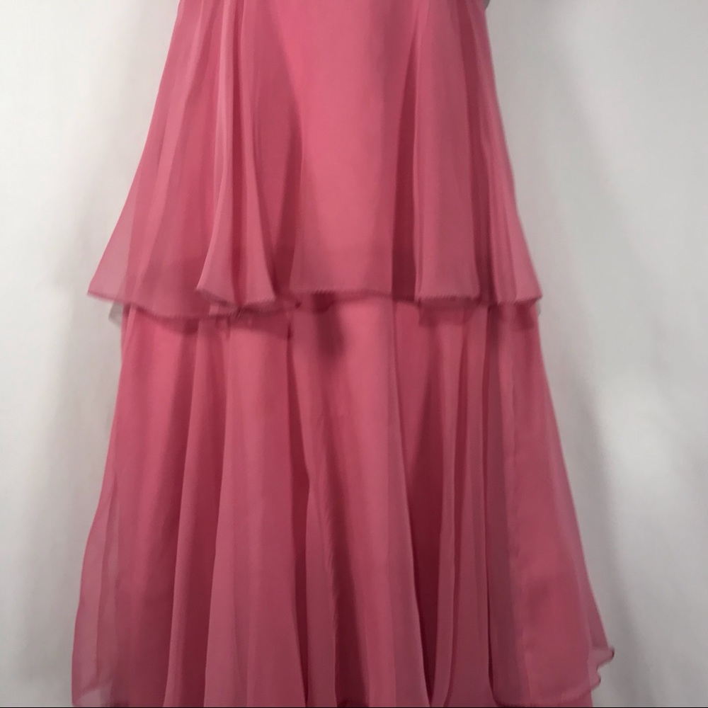 Sold—Vintage Pink Chiffon Empire Waist Maxi Dress with Matching Chiffon Cape - Picture 10 of 17